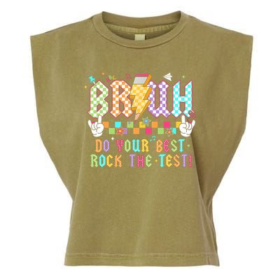 Bruh Do Your Best Rock The Test Day Teacher Student ABCD T Garment-Dyed Women's Muscle Tee