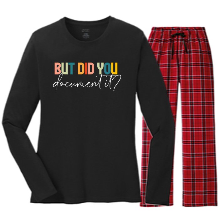 But Did You Docut It Funny Human Resources Hr Office Women's Long Sleeve Flannel Pajama Set 