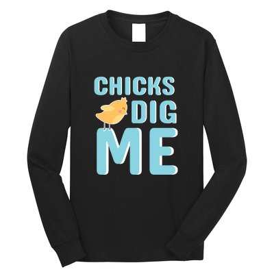 Chicks Dig Me Happy Easter Day funny easter for kids Boys Girls Long Sleeve Shirt