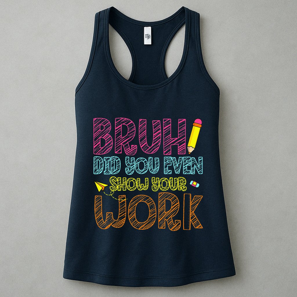 Bruh Did You Even Show Your Work Math Teacher Funny Womens Tank Top