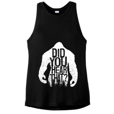 Bigfoot Did You Hear That Distressed Sasquatch Yeti Ladies PosiCharge Tri-Blend Wicking Tank