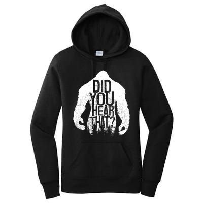 Bigfoot Did You Hear That Distressed Sasquatch Yeti Women's Pullover Hoodie