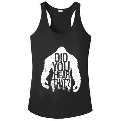 Bigfoot Did You Hear That Distressed Sasquatch Yeti Ladies PosiCharge Competitor Racerback Tank