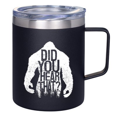 Bigfoot Did You Hear That Distressed Sasquatch Yeti 12oz Stainless Steel Coffee Mug
