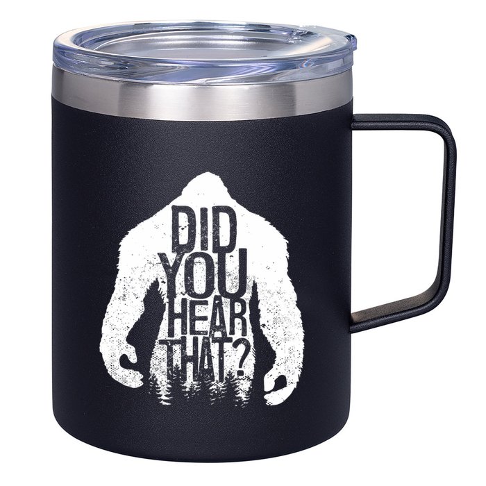 Bigfoot Did You Hear That Distressed Sasquatch Yeti 12oz Stainless Steel Coffee Mug