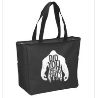Bigfoot Did You Hear That Distressed Sasquatch Yeti Zip Tote Bag