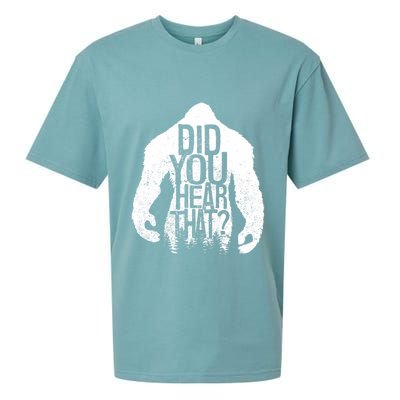 Bigfoot Did You Hear That Distressed Sasquatch Yeti Sueded Cloud Jersey T-Shirt