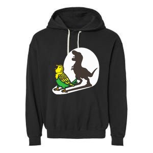 Bird Dinosaur Zookeeper Paleontologist Budgie Parakeet T Rex Garment-Dyed Fleece Hoodie