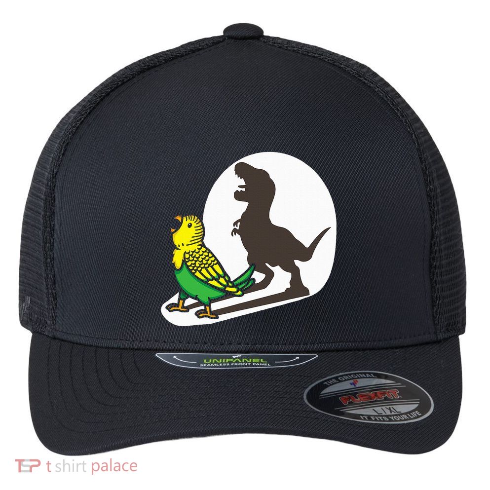 Bird Dinosaur Zookeeper Paleontologist Budgie Parakeet T Rex Flexfit Unipanel Trucker Cap