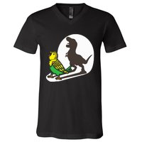 Bird Dinosaur Zookeeper Paleontologist Budgie Parakeet T Rex V-Neck T-Shirt