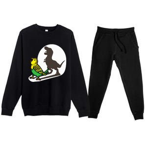 Bird Dinosaur Zookeeper Paleontologist Budgie Parakeet T Rex Premium Crewneck Sweatsuit Set