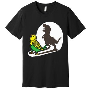 Bird Dinosaur Zookeeper Paleontologist Budgie Parakeet T Rex Premium T-Shirt