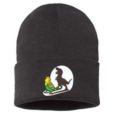 Bird Dinosaur Zookeeper Paleontologist Budgie Parakeet T Rex Sustainable Knit Beanie