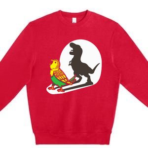 Bird Dinosaur Zookeeper Paleontologist Budgie Parakeet T Rex Premium Crewneck Sweatshirt