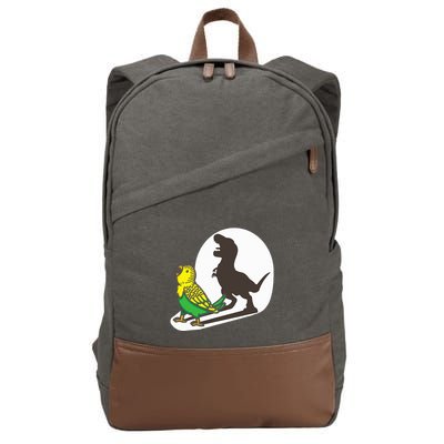 Bird Dinosaur Zookeeper Paleontologist Budgie Parakeet T Rex Cotton Canvas Backpack