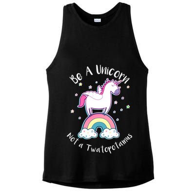 Be A Unicorn Not A Twatopotamus Ladies PosiCharge Tri-Blend Wicking Tank
