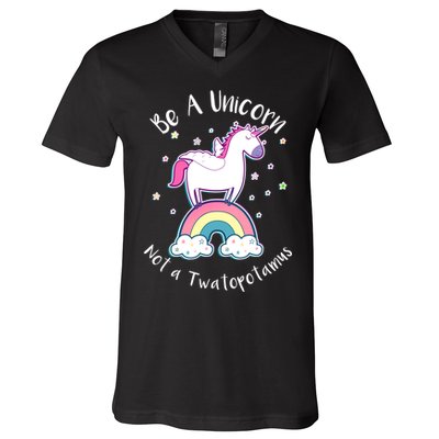 Be A Unicorn Not A Twatopotamus V-Neck T-Shirt