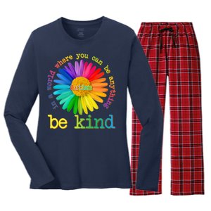 Be Anything Be Kind Autism Awareness Women's Long Sleeve Flannel Pajama Set 