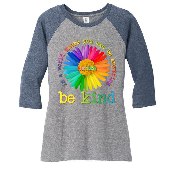 Be Anything Be Kind Autism Awareness Women's Tri-Blend 3/4-Sleeve Raglan Shirt