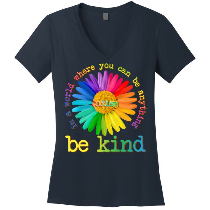 Be Anything Be Kind Autism Awareness Women's V-Neck T-Shirt