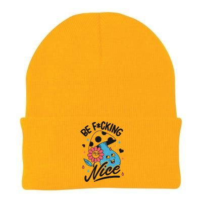 Be Fucking Nice Mushroom Flower Knit Cap Winter Beanie