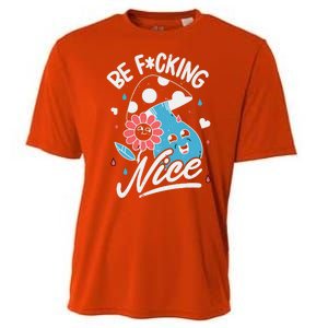 Be Fucking Nice Mushroom Flower Cooling Performance Crew T-Shirt