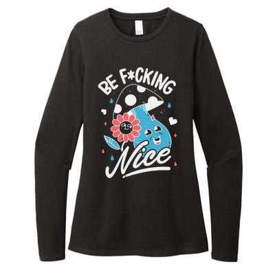 Be Fucking Nice Mushroom Flower Womens CVC Long Sleeve Shirt