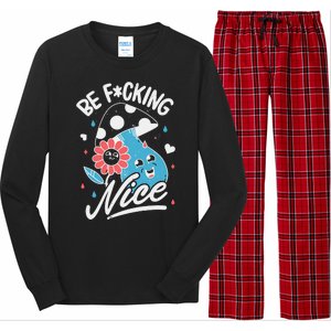 Be Fucking Nice Mushroom Flower Long Sleeve Pajama Set