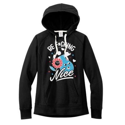 Be Fucking Nice Mushroom Flower Women's Fleece Hoodie