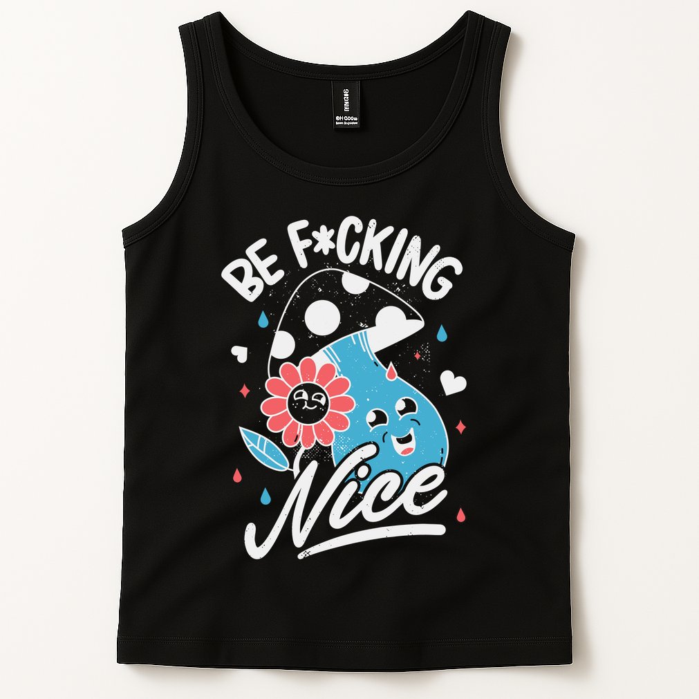 Be Fucking Nice Mushroom Flower Tank Top