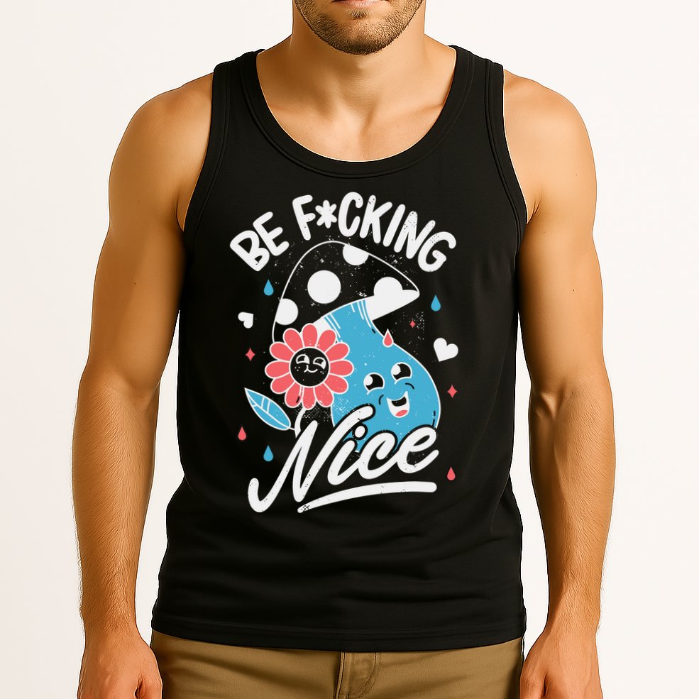 Be Fucking Nice Mushroom Flower Tank Top