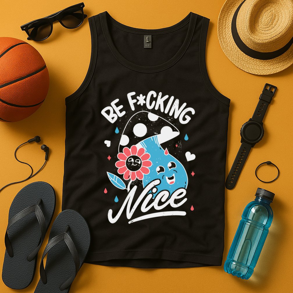 Be Fucking Nice Mushroom Flower Tank Top