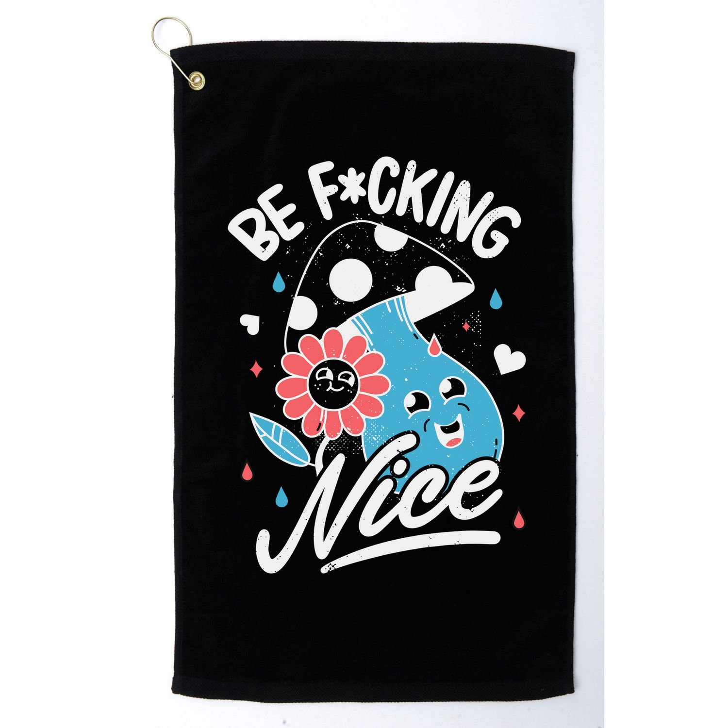 Be Fucking Nice Mushroom Flower Golf Towel