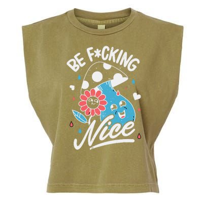 Be Fucking Nice Mushroom Flower Garment-Dyed Women's Muscle Tee