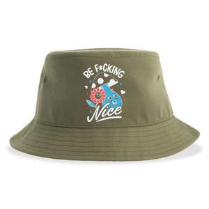 Be Fucking Nice Mushroom Flower Sustainable Bucket Hat