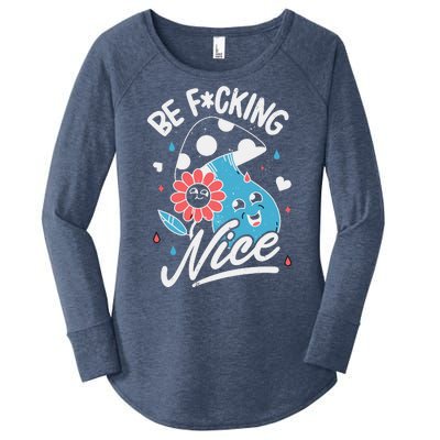 Be Fucking Nice Mushroom Flower Women's Perfect Tri Tunic Long Sleeve Shirt