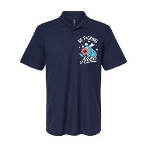 Be Fucking Nice Mushroom Flower Softstyle Adult Sport Polo