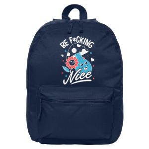 Be Fucking Nice Mushroom Flower 16 in Basic Backpack