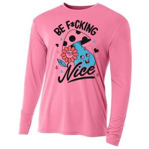 Be Fucking Nice Mushroom Flower Cooling Performance Long Sleeve Crew