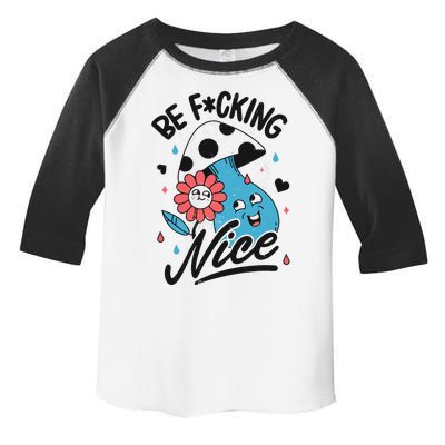 Be Fucking Nice Mushroom Flower Toddler Fine Jersey T-Shirt