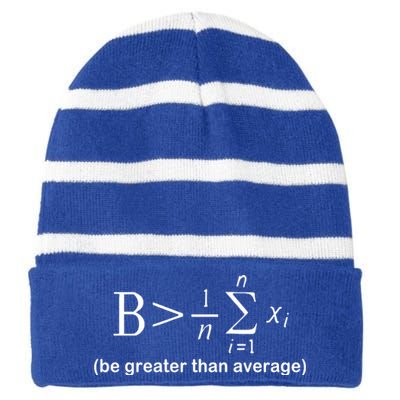 Be Greater Equation Math Striped Beanie with Solid Band