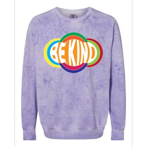 Be Kind 70's Retro Logo Tribute Colorblast Crewneck Sweatshirt