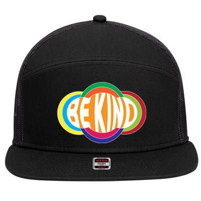 Be Kind 70's Retro Logo Tribute 7 Panel Mesh Trucker Snapback Hat