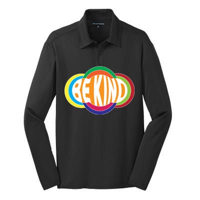 Be Kind 70's Retro Logo Tribute Silk Touch Performance Long Sleeve Polo