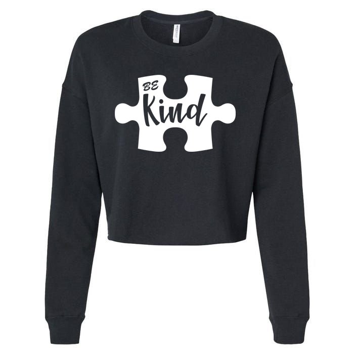 Be Kind Autism Awareness Puzzle Cropped Pullover Crew