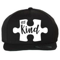 Be Kind Autism Awareness Puzzle Wool Snapback Cap
