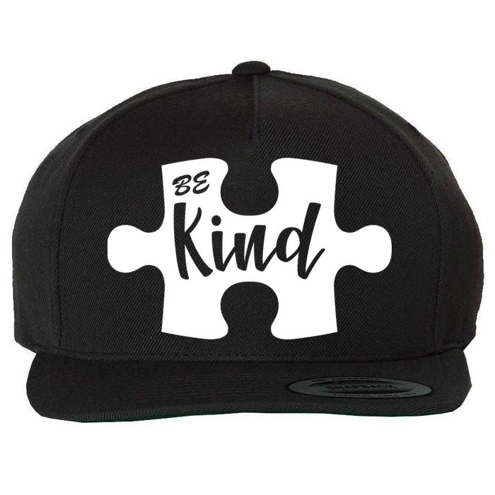 Be Kind Autism Awareness Puzzle Wool Snapback Cap