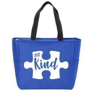 Be Kind Autism Awareness Puzzle Zip Tote Bag