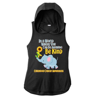 Be Kind Childhood Cancer Awareness Ladies PosiCharge Tri-Blend Wicking Draft Hoodie Tank