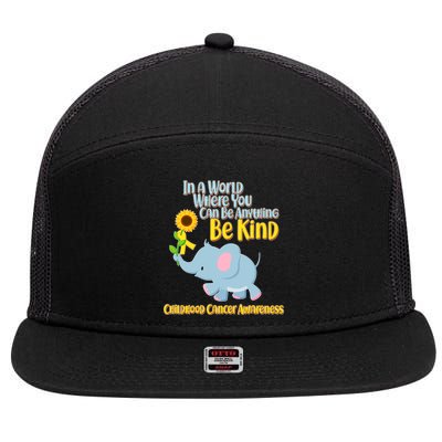 Be Kind Childhood Cancer Awareness 7 Panel Mesh Trucker Snapback Hat